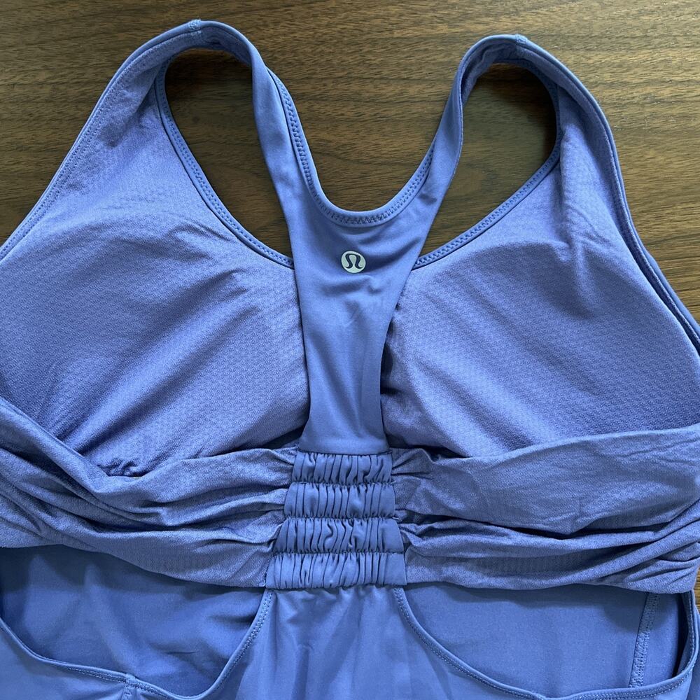 Lululemon Womens Sz 12 TURBO Tank Top Blue Purple Racerback Athletic Yoga Ruched